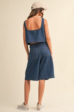 Load image into Gallery viewer, Indigo Denim Top + Bermuda Shorts Set