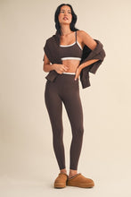 Load image into Gallery viewer, Contrast Trim Top & Legging Set - Brown