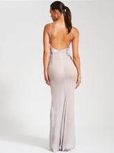 Load image into Gallery viewer, Silver Backless Maxi Dress