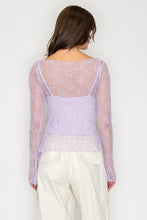 Load image into Gallery viewer, Lace Sheer LS Button Top - Lavender