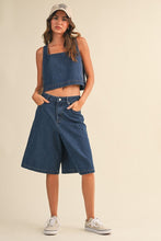Load image into Gallery viewer, Indigo Denim Top + Bermuda Shorts Set