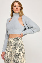 Load image into Gallery viewer, Fuzzy Mock Neck Top + Cardigan Set- Grey
