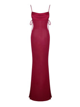 Load image into Gallery viewer, Red Sheer Backless Maxi Dress
