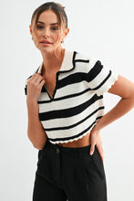 Load image into Gallery viewer, Riviera Stripe Crochet Knit Top