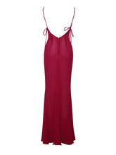 Load image into Gallery viewer, Red Sheer Backless Maxi Dress