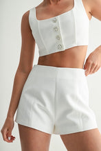 Load image into Gallery viewer, White Crystal Accent Crop Top & Short Set