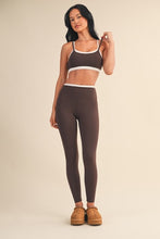 Load image into Gallery viewer, Contrast Trim Top & Legging Set - Brown