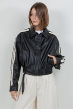 Load image into Gallery viewer, Lace Trim Leather Jacket