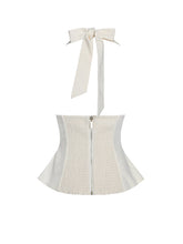 Load image into Gallery viewer, Quinzella Butter Yellow Linen Plunging Halter Top