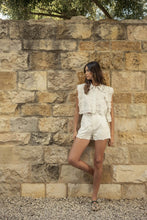 Load image into Gallery viewer, White Embroidered Scalloped Short Set