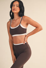 Load image into Gallery viewer, Contrast Trim Top & Legging Set - Brown
