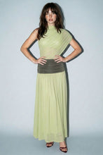 Load image into Gallery viewer, Lime Mesh Maxi Dress with Contrast Waist