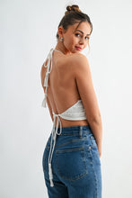Load image into Gallery viewer, Floral Crochet Halter Top- White