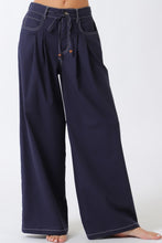 Load image into Gallery viewer, Navy Contrast Stitch Wide Leg Pant