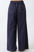 Load image into Gallery viewer, Navy Contrast Stitch Wide Leg Pant