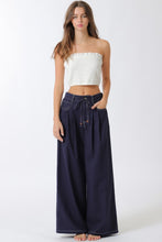 Load image into Gallery viewer, Navy Contrast Stitch Wide Leg Pant