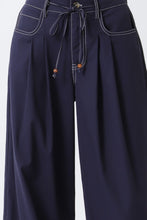 Load image into Gallery viewer, Navy Contrast Stitch Wide Leg Pant