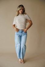 Load image into Gallery viewer, Asymmetric Cape Ruched Top- Sand