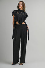 Load image into Gallery viewer, Black Lace Ruffled Top
