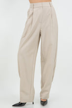 Load image into Gallery viewer, Tapered Leg Opening Woven Pleated Trousers- Khaki

