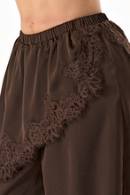 Load image into Gallery viewer, Brown Lace Detail Draped Harem Pants
