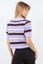 Load image into Gallery viewer, Cropped Stripe Scallop Collar Sweater
