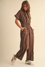 Load image into Gallery viewer, Short Sleeve Barrel Jumpsuit- Brown
