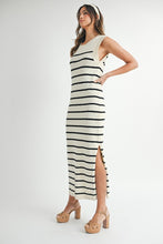 Load image into Gallery viewer, Stripe Sweater Midi Side Slit Dress
