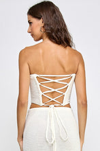 Load image into Gallery viewer, Crochet Corset Strapless Top- White
