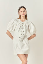 Load image into Gallery viewer, Lace Up Puffed Sleeve Mini Dress
