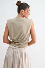 Load image into Gallery viewer, Front Drape Wrap Top Beige
