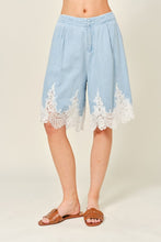 Load image into Gallery viewer, Denim Lace Bermuda Shorts
