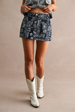 Load image into Gallery viewer, Navy Paisley High-waisted Mini Skort
