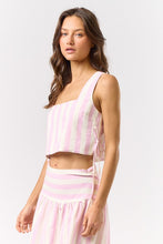Load image into Gallery viewer, Pink Linen Striped Skirt Set
