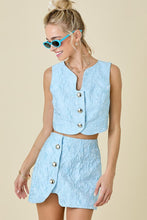 Load image into Gallery viewer, Textured Button Detail Top- light blue
