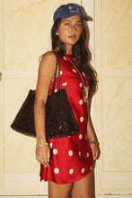 Load image into Gallery viewer, Cherry Satin Polka Mini Dress
