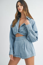 Load image into Gallery viewer, Denim LS Top + Short Set
