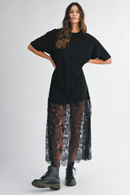 Load image into Gallery viewer, Oversized T Shirt Sheer Lace Maxi Dress
