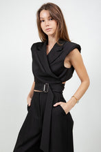 Load image into Gallery viewer, Cropped Blazer Vest With Tie Belt
