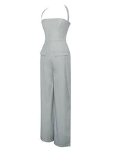 Load image into Gallery viewer, Sage Wide Leg Halter Jumpsuit
