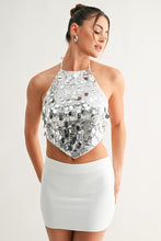 Load image into Gallery viewer, Burgundy Starlit Sequin Tie Back Top
