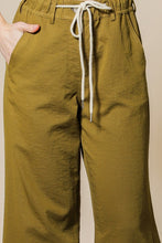 Load image into Gallery viewer, Olive Lightweight Wide Leg Pants with Front Tie
