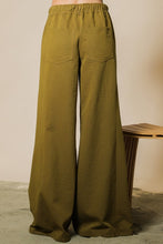 Load image into Gallery viewer, Olive Lightweight Wide Leg Pants with Front Tie
