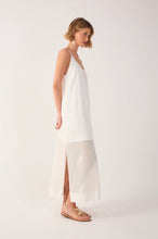 Load image into Gallery viewer, White Mesh Panel Linen Dress
