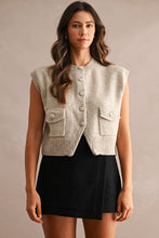 Load image into Gallery viewer, Light Mocha Sleeveless Knit Sweater Vest
