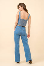 Load image into Gallery viewer, Crystals Denim Corset Top
