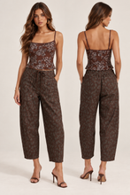 Load image into Gallery viewer, Red Brown Leopard Drawstring Crop Pant
