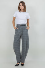 Load image into Gallery viewer, Structured Plaid Lurex Barrel Trousers

