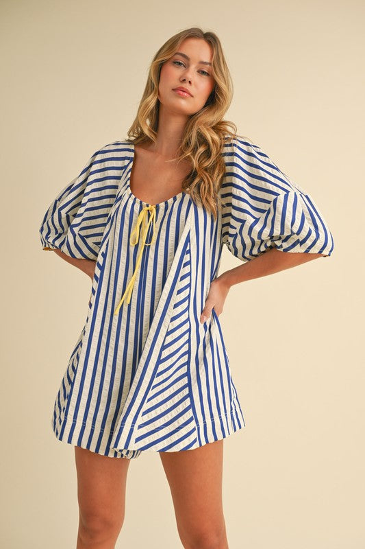 Striped Navy|Yellow Romper