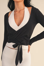 Load image into Gallery viewer, Long Sleeve V Neck Wrap Top - Black
